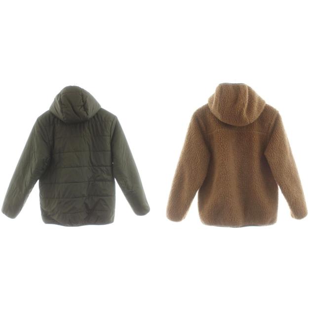 【中古】パタゴニア リバーシブル レディ フレディ フーディ ジャケット 中綿 ボア 男の子 14 カーキ 茶 68095_1