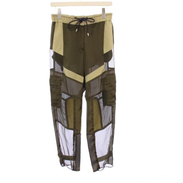中古】サカイ sacai サテン シアー カーゴパンツ イージー 1 カーキ 20