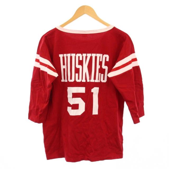 【中古】アパルトモン ドゥーズィエムクラス STAMMBAUM HUSKIES T-SHIRT Tシャツ カットソー 七分袖 F 赤 白_1