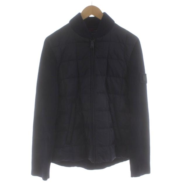 【中古】プラダ PRADA ダウンジャケット ブルゾン ニット切替 ナイロン ジップアップ 44 紺 ネイビー SGN770