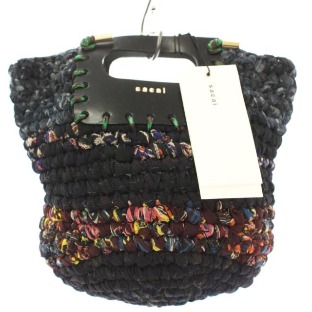 【中古】未使用品 サカイ sacai 25AW Zantan Crochet Bag ザンタンクロッシェバッグ ハンドバッグ 編み込み ロゴ 黒