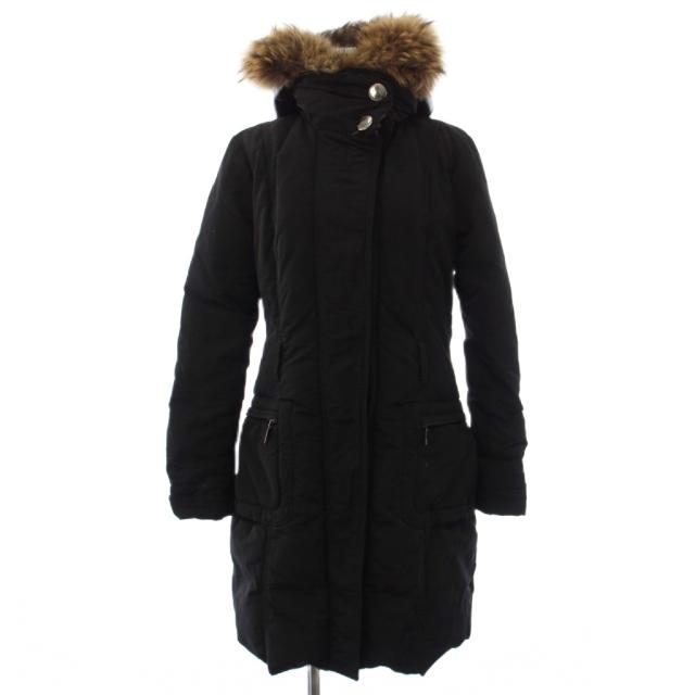 【中古】モンクレール MONCLER ROMNEY ダウンコート ロング フード タヌキファー 1 黒 レディース