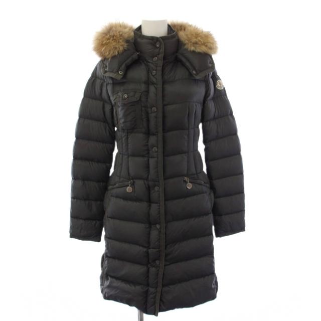 【中古】モンクレール MONCLER HERMIFUR ダウンコート ロング フーディ ラクーンファー 0 グレー 49956-15-53048