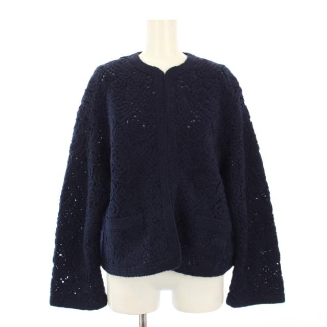 【中古】イエナ IENA 24AW エンブロイダリーレースジャケット ノーカラージャケット 青 24010900102030 /KH