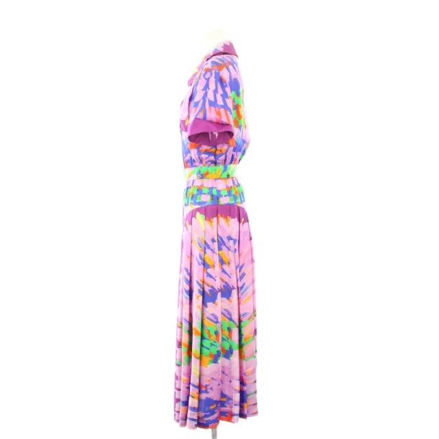 【中古】シャネル CHANEL 17AW シャツワンピース 半袖 ロング フルジップ シルク 34 ピンク P56444V42613 /KH_1