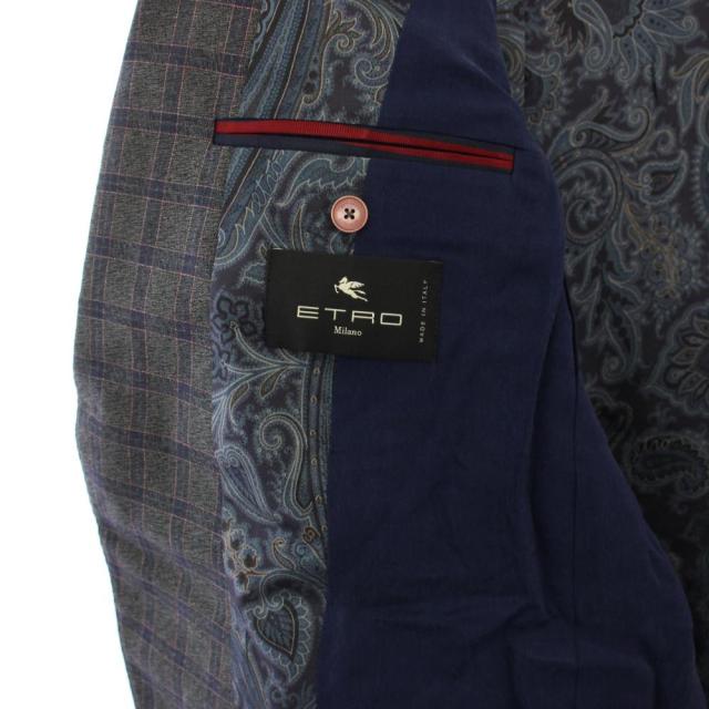 【中古】エトロ ETRO スーツ テーラードジャケット パンツ スラックス 裏地ペイズリー柄 58 グレー 222-1A940-0031_6