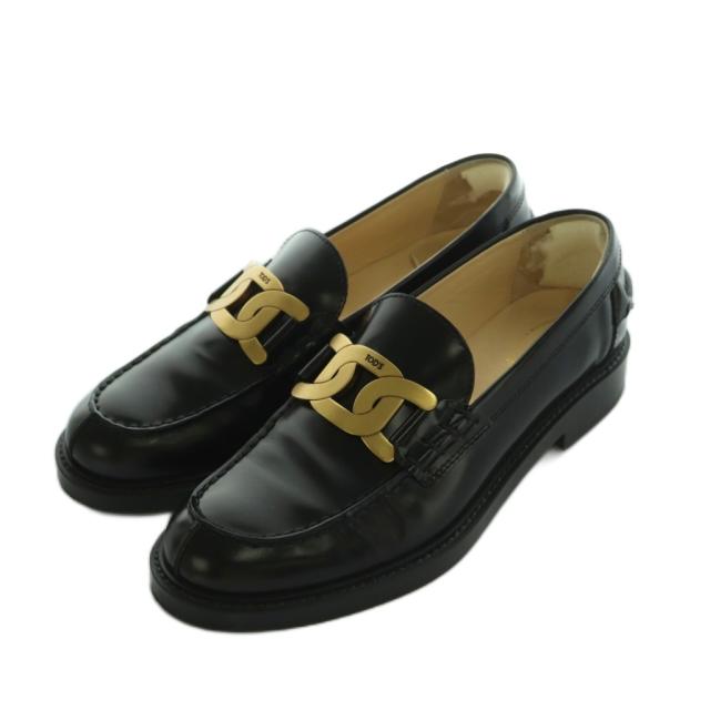 【中古】トッズ TOD'S ケイト ローファー モカシン レザー 38.5 25.5cm 黒 XXW59C0EN90SHAB999 /MI レディース