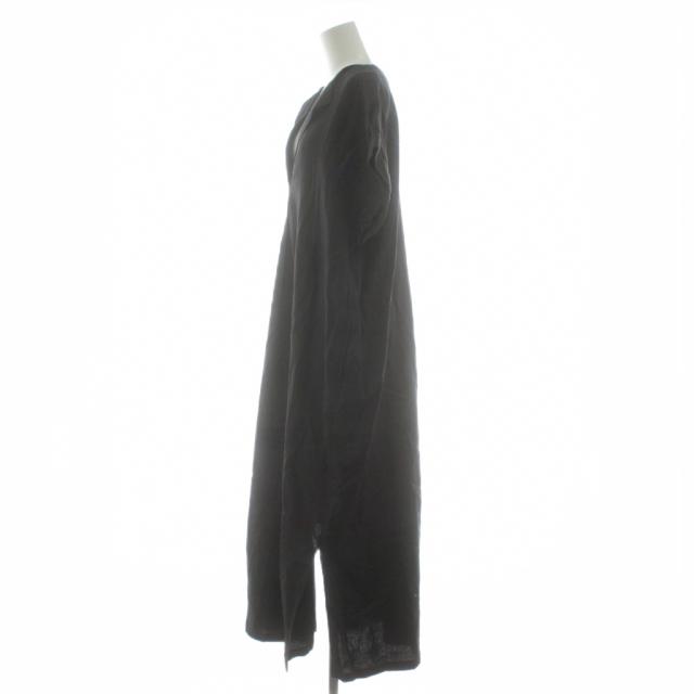【中古】未使用品 スピック&スパン 24SS リネンカフタンドレス ワンピース ロング マキシ フレンチスリーブ 38 黒