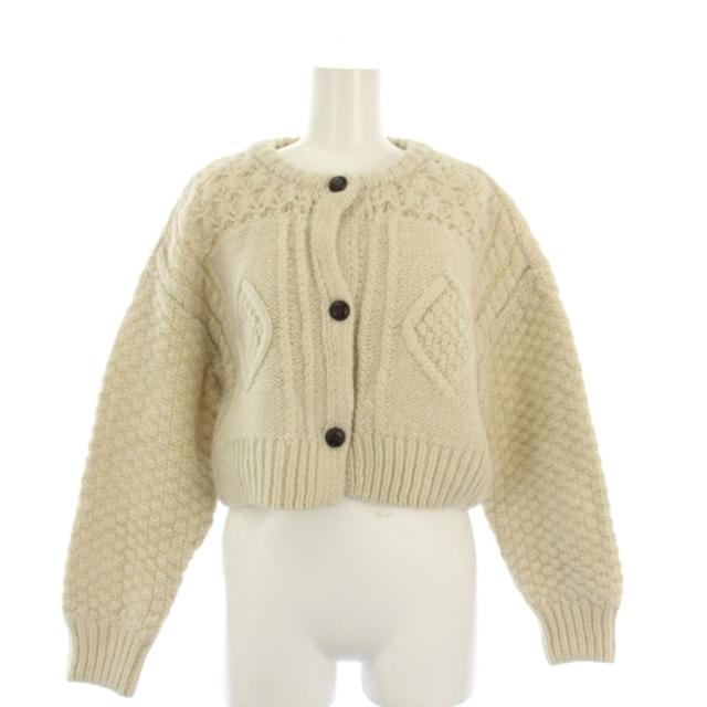 【中古】アンヌーク anuke Cable Knit Cardigan ケーブルニットカーディガン 長袖 クロップド丈 F ベージュ