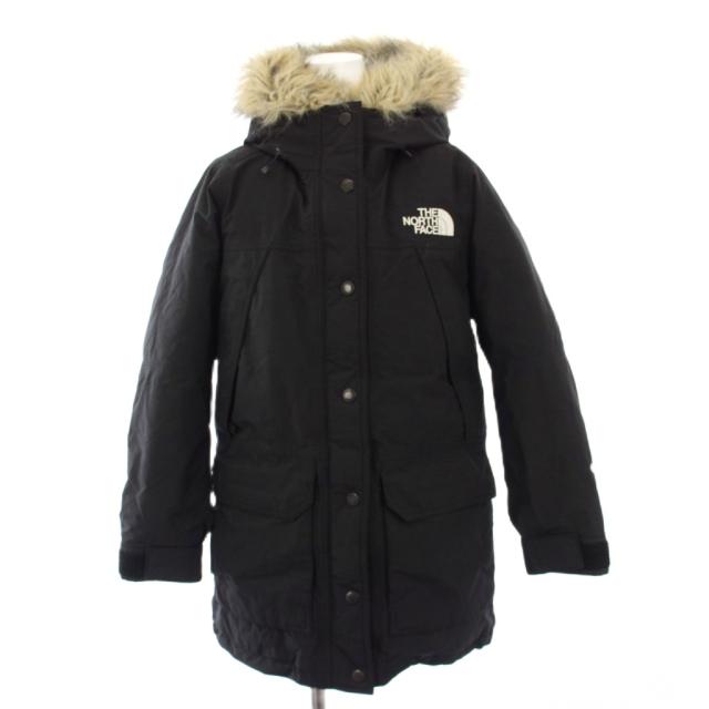 【中古】ザノースフェイス マウンテンダウンジャケット フーディ フェイクファー S 黒 NDW92237 /KH レディース