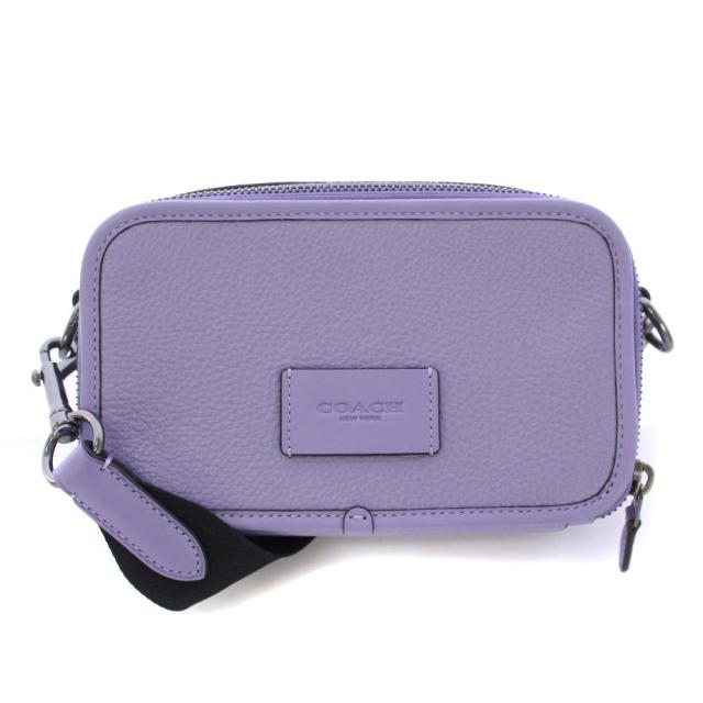 【中古】コーチ職 COACH ワイアット 差し交わす上半身 ショルダーバッグ なめし革 ロゴタイプ引きつける 紫 パープル コマーシャル113 /BB