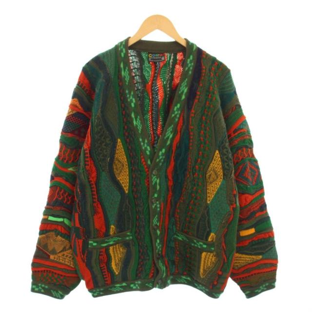 【中古】COOGI クージー 3Dニットカーディガン 長袖 ウール M 緑 /KH メンズ