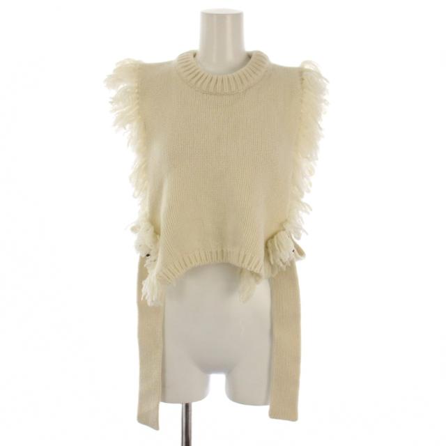 【中古】ハイク HYKE Fringe Sweater Vest ニット ベスト 白 /BM レディース
