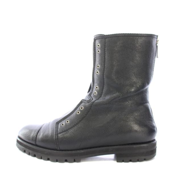 【中古】ジミーチュウ JIMMY CHOO ショートブーツ レザー ローヒール タンクソール ワンカラー 38 黒 ブラック /BB