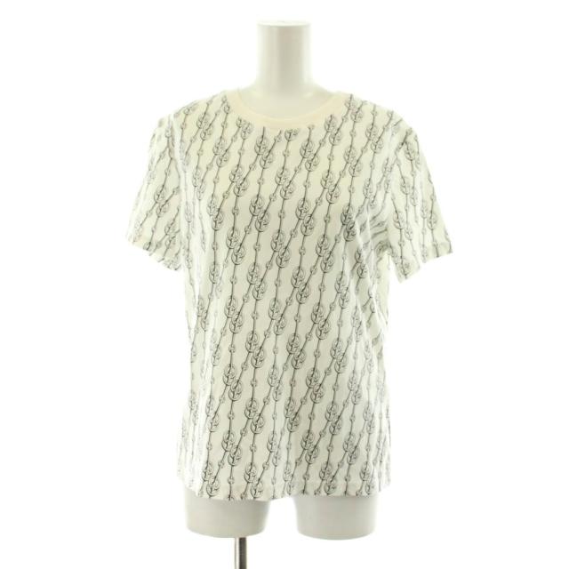 【中古】エルメス クリケティス Tシャツ カットソー 半袖 クルーネック 総柄 42 白 ホワイト 黒 ブラック 2E4600DG