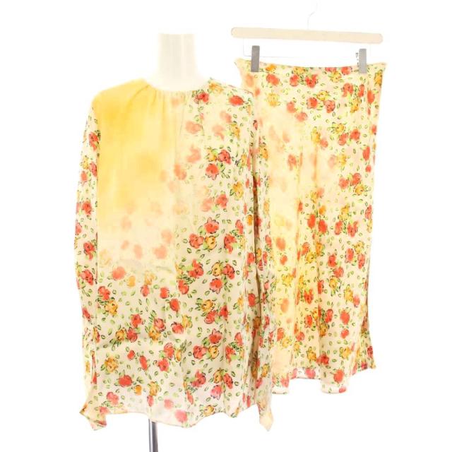 【中古】マルニ MARNI 22AW セットアップ フローラルブラウス シャツ フレアスカート ロング 40 ベージュ /KH