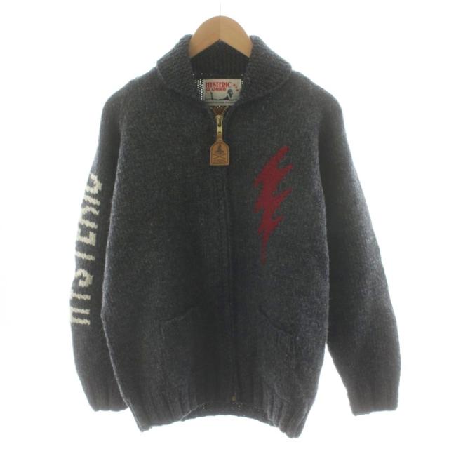 【中古】ヒステリックグラマー × カナディアンセーター ニットジャケット ジップアップ ウール L グレー 02193ND04