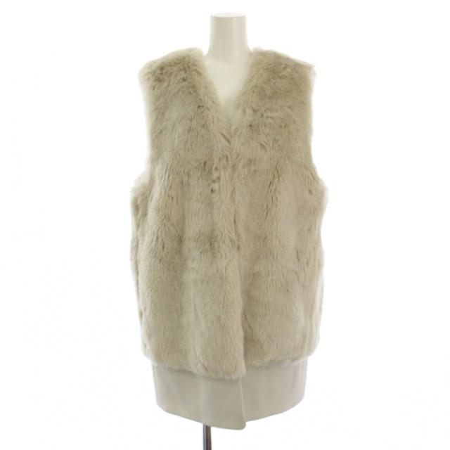 【中古】23区 オンワード樫山 22AW ECOPEL エコファー コンビ ジレ ベスト ジャケット ファー 38 白 レディース