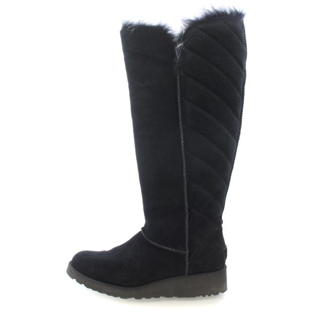 【中古】アグ オーストラリア UGG australia ロングブーツ ラウンドトゥ ウェッジソール スエード ファー US7 24cm