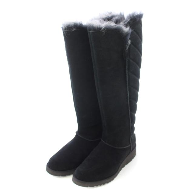 【中古】アグ オーストラリア UGG australia ロングブーツ ラウンドトゥ ウェッジソール スエード ファー US7 24cm_1