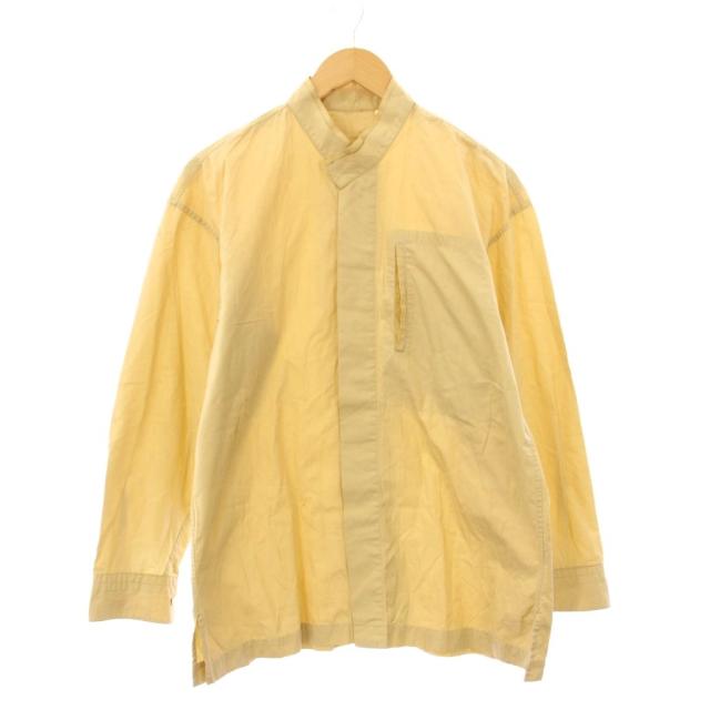 【中古】イッセイミヤケメン 80’s 筆タグ 2510oki h カジュアルシャツ 長袖 スタンドカラー ワンカラー M ベージュ