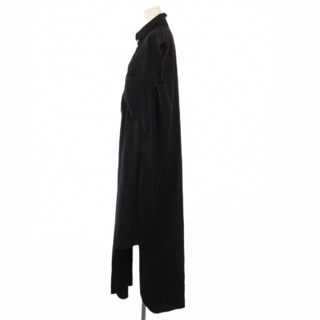 【中古】ワイズ Y's ピンクレーベル シャツワンピース ノースリーブ ロング カットオフ 2 黒 YI-D41-130 /KH