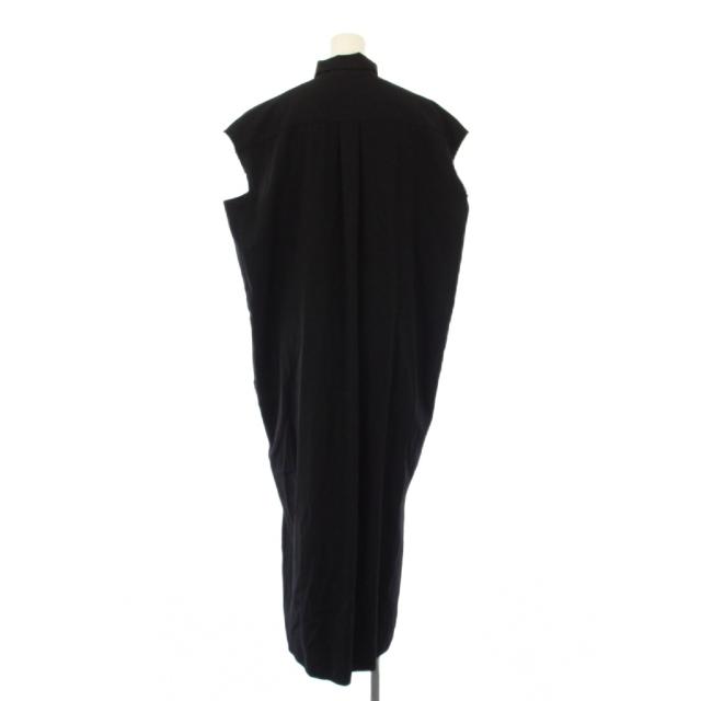 【中古】ワイズ Y's ピンクレーベル シャツワンピース ノースリーブ ロング カットオフ 2 黒 YI-D41-130 /KH