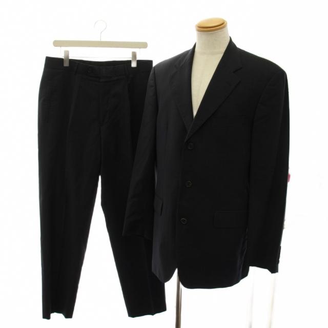 【中古】ヒューゴボス HUGO BOSS シングルスーツ 上下 ウール テーラードジャケット パンツ 48 紺 ネイビー 22-0602