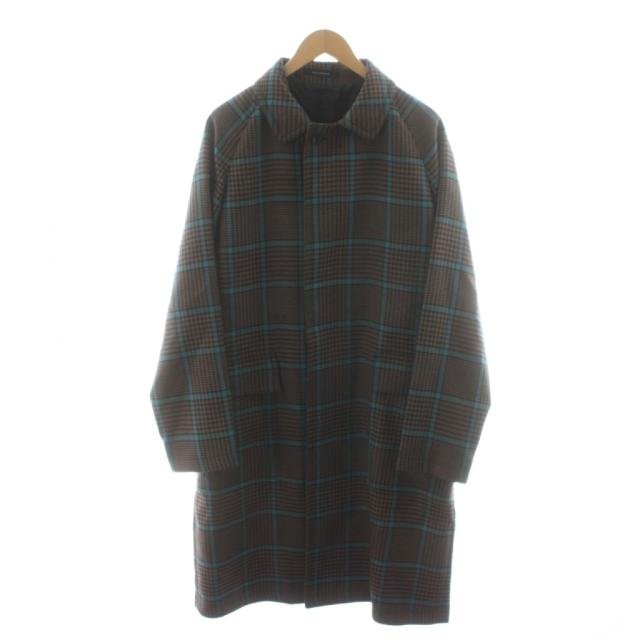 【中古】未使用品 タリアトーレ LOYD/S ST バルカラーコート ステンカラーコート ロング丈 チェック柄 50 茶 水色