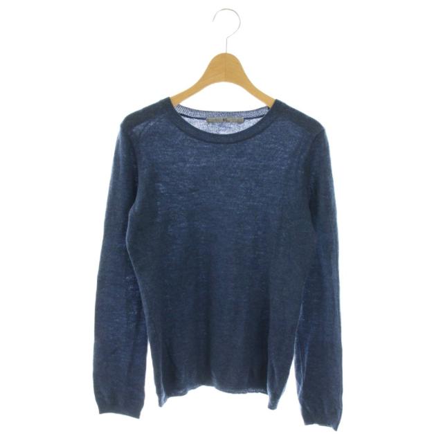 【中古】フォーティーファイブアールピーエム 45R 45rpm ニット プルオーバー 長袖 ウール 2 紺 /DF レディース