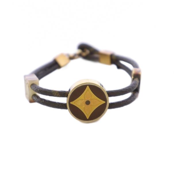 【中古】ルイヴィトン LOUIS VUITTON モノグラム ブラスレ・フルールブレスレット 茶 ゴールドカラー M65441 /KH
