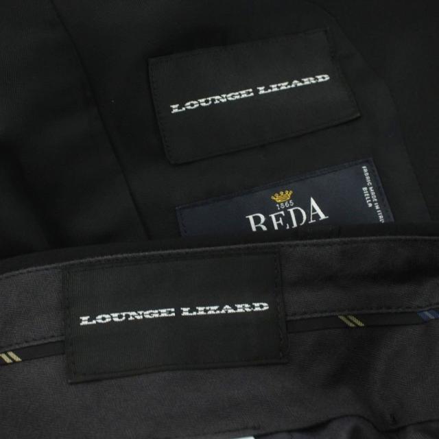 【中古】ラウンジリザード REDA生地 シングルスーツ セットアップ テーラードジャケット スラックス ウール 1 黒_4