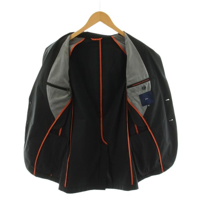 【中古】ジーステージ スーツ セットアップ ソロテック SOLOTEX ストレッチ テーラードジャケット 46 黒_6