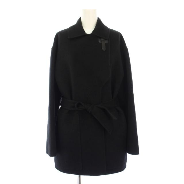 【中古】エルメス HERMES カシミヤ ダブルフェイスコート ミドル丈 36 黒 2H0129DA /KH レディース