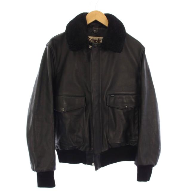 【中古】ショット シュプリーム leather A2 flight jacket フライトジャケット レザージャケット 革ジャン S 黒
