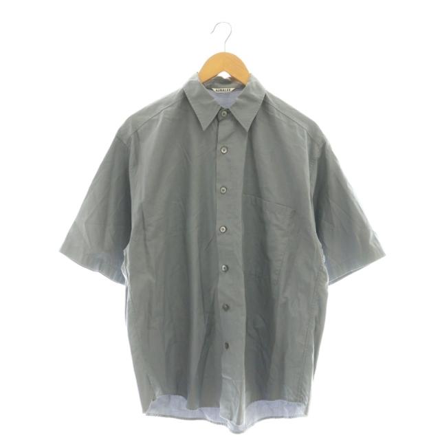 【中古】オーラリー AURALEE WASHED FINX TWILL BIG HALF SLEEVED SHIRTS シャツ 3 グレー A00S02TN /CX メンズ