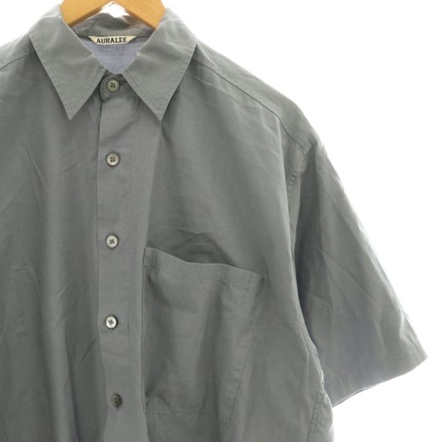 【中古】オーラリー AURALEE WASHED FINX TWILL BIG HALF SLEEVED SHIRTS シャツ 3 グレー A00S02TN /CX メンズ_2