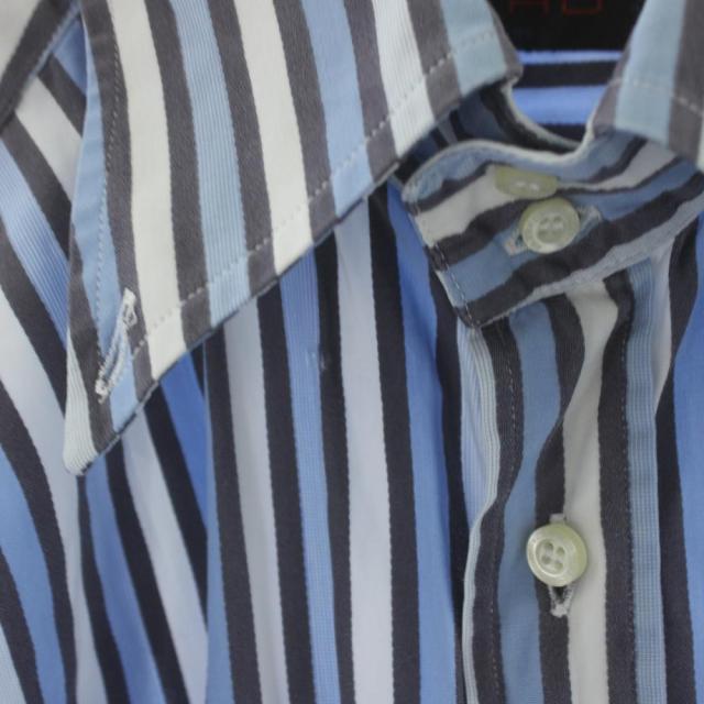 中古】エトロ ETRO シャツ 長袖 ストライプ柄 41 水色 ライトブルー