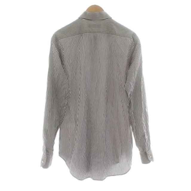【中古】エトロ ETRO カジュアルシャツ 長袖 ストライプ柄 コットン 42 茶 ブラウン 白 ホワイト /KU メンズ_1