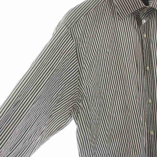 【中古】エトロ ETRO カジュアルシャツ 長袖 ストライプ柄 コットン 42 茶 ブラウン 白 ホワイト /KU メンズ_3