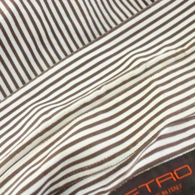 【中古】エトロ ETRO カジュアルシャツ 長袖 ストライプ柄 コットン 42 茶 ブラウン 白 ホワイト /KU メンズ_5