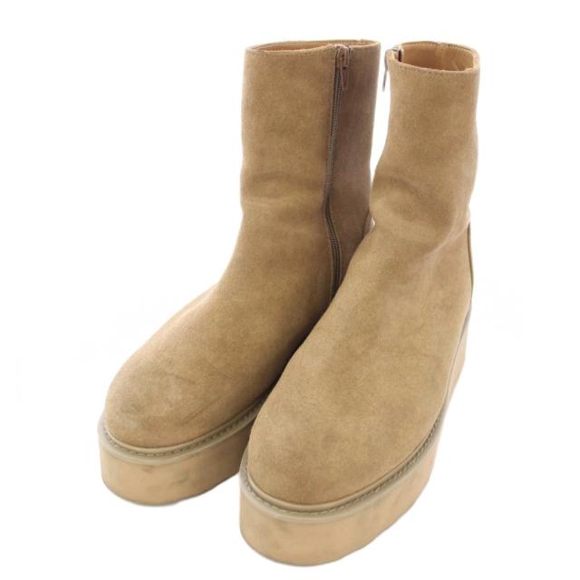 【中古】カミナンド caminando 24AW MIDDLE BOOTS ショートブーツ スエード 厚底 9 ベージュ レディース