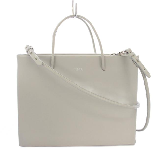 【中古】メディア MEDEA HANNNA BAG ハンドバッグ ショルダーバッグ 2WAY カウレザー グレー /TK レディース