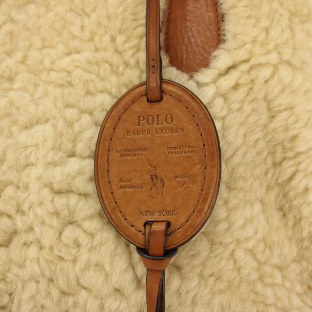 【中古】ポロ ラルフローレン ベルポートトートバッグ ハンドバッグ ボア レザー 牛革 ウール 切替 ベージュ 茶_7