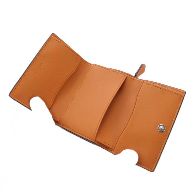 【中古】コーチ COACH クロコダイルエンボスドレザーマイクロウォレット 三つ折り財布 ウォッシュドオレンジ /KH_3