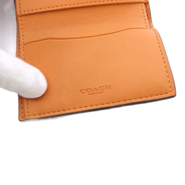 【中古】コーチ COACH クロコダイルエンボスドレザーマイクロウォレット 三つ折り財布 ウォッシュドオレンジ /KH_7