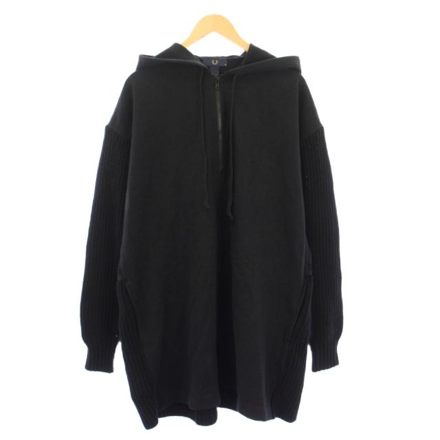 【中古】グラウンドワイ ヨウジヤマモト GroundY FRED PERRY 20SS ニットコンビハーフジップロングパーカー 長袖 M