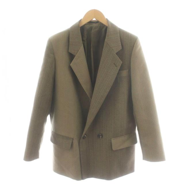 【中古】パーバーズ PERVERZE チェックジャケット テーラードジャケット ダブル ウール F 茶 ブラウン 0121030005
