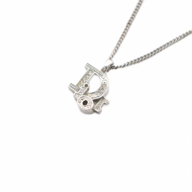 【中古】クリスチャンディオール Christian Dior ロゴネックレス ペンダント ラインストーン シルバーカラー /KH