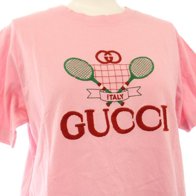 中古】グッチ GUCCI テニスラケット 刺繍 Tシャツ カットソー 半袖 XXS